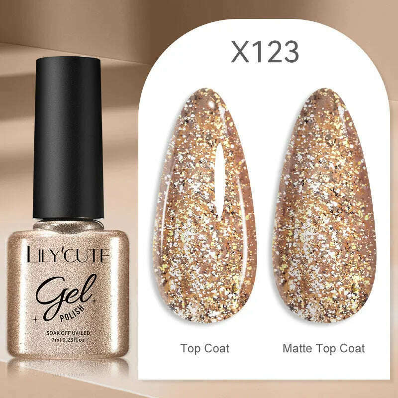 LILYCUTE 7ML Rainbow Glass Cat Magnetic Gel Nail Polish Super-Bright Colorful Glitter Sparkling Manicure Semi Permanent Nail Gel - KIMLUD