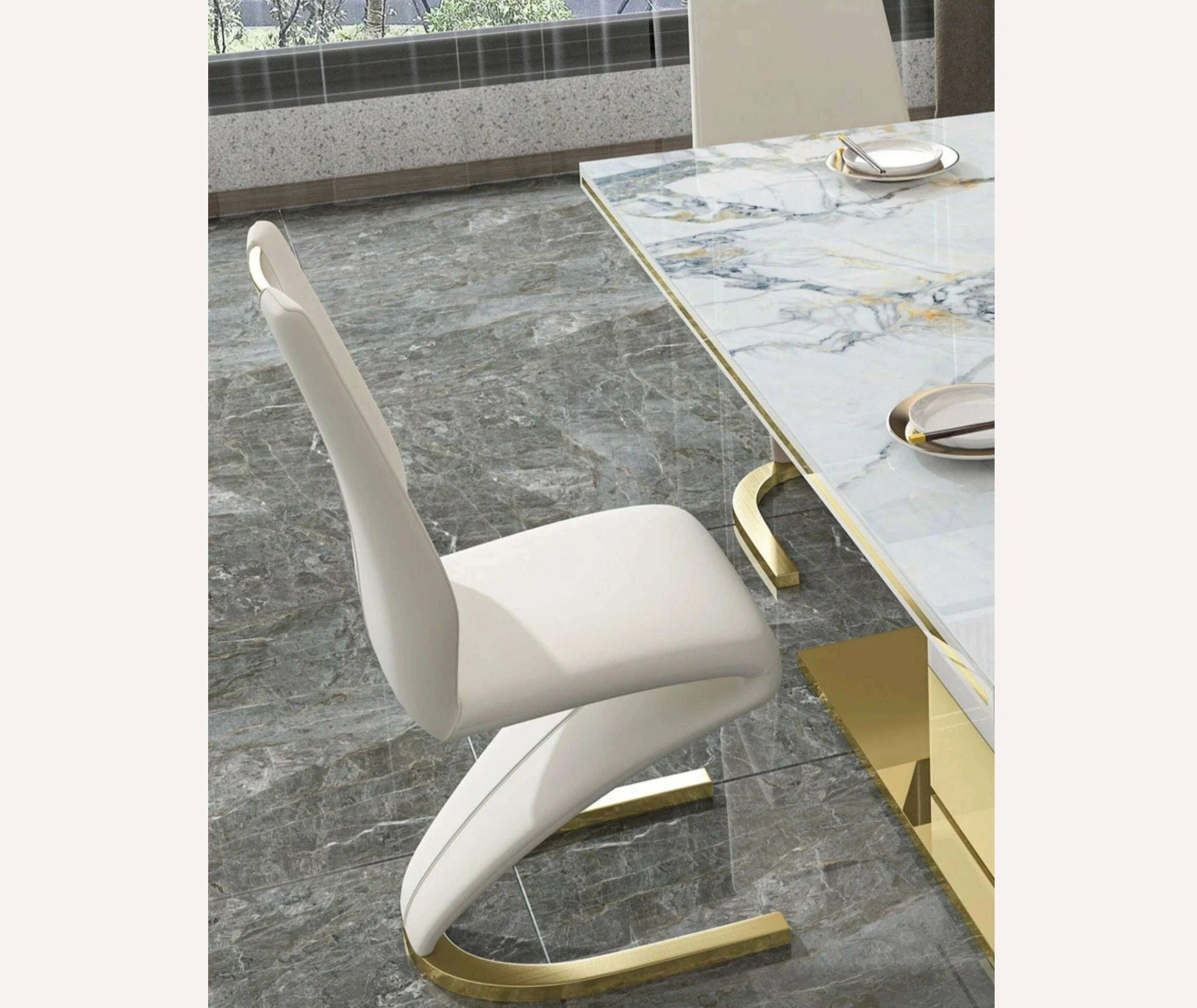 KIMLUD, Linlamlim White Paint Stainless Steel Dining Table and 6 Chairs Mesas De Comedor for Dining room Mordern Home Kitchen Furniture, KIMLUD Womens Clothes