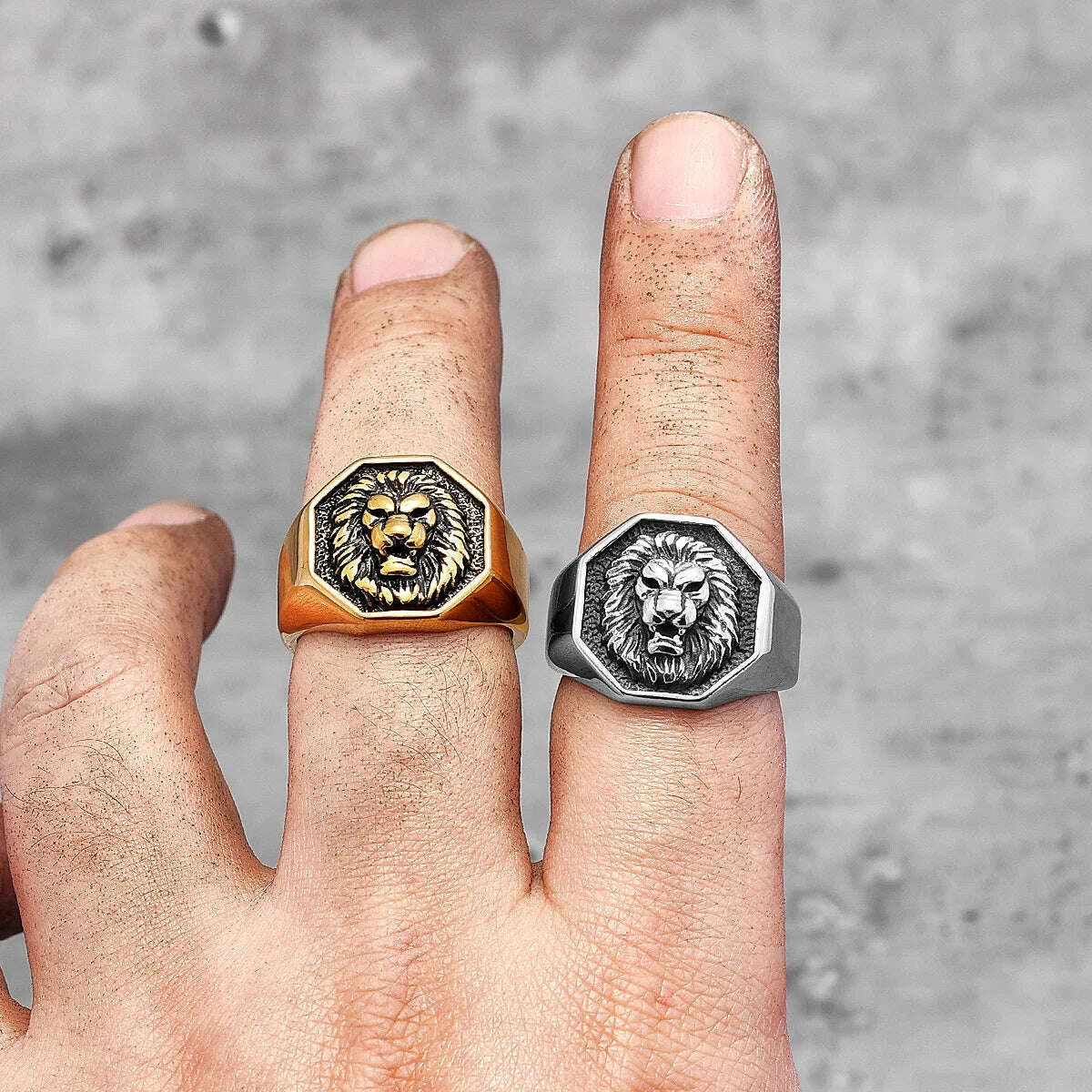 Lion King Animal Stainless Steel Mens Womens Rings Punk Trendy Unique for Couple Male Biker Jewelry Creativity Gift Wholesale - KIMLUD