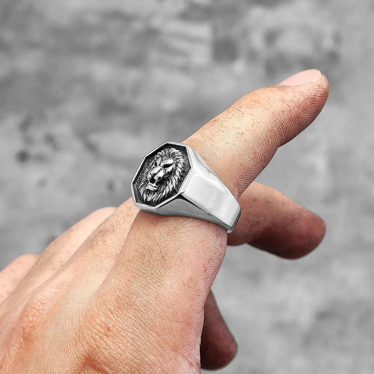 Lion King Animal Stainless Steel Mens Womens Rings Punk Trendy Unique for Couple Male Biker Jewelry Creativity Gift Wholesale - KIMLUD