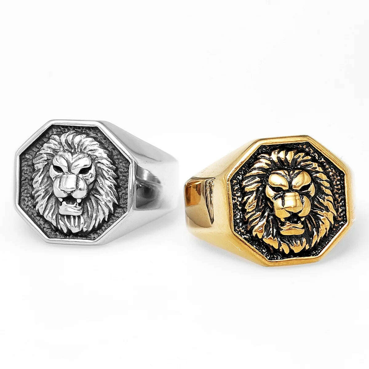 Lion King Animal Stainless Steel Mens Womens Rings Punk Trendy Unique for Couple Male Biker Jewelry Creativity Gift Wholesale - KIMLUD