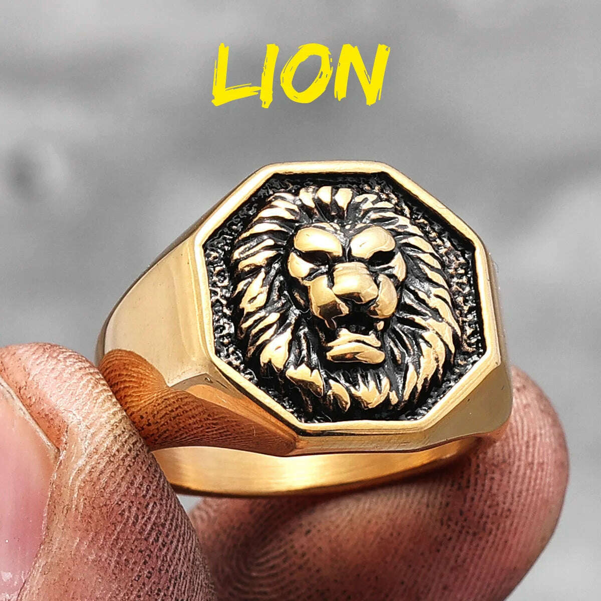 Lion King Animal Stainless Steel Mens Womens Rings Punk Trendy Unique for Couple Male Biker Jewelry Creativity Gift Wholesale - KIMLUD