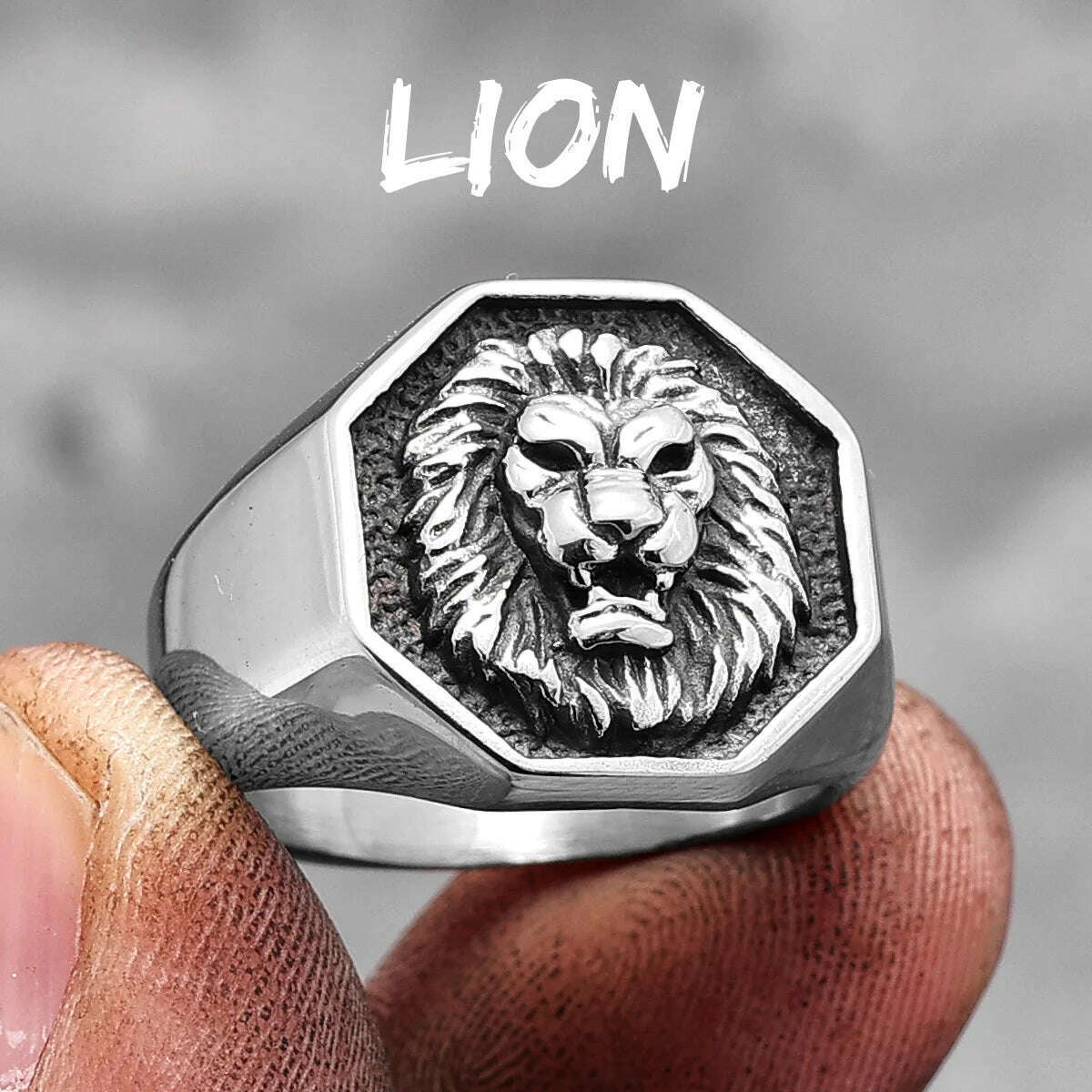 Lion King Animal Stainless Steel Mens Womens Rings Punk Trendy Unique for Couple Male Biker Jewelry Creativity Gift Wholesale - KIMLUD