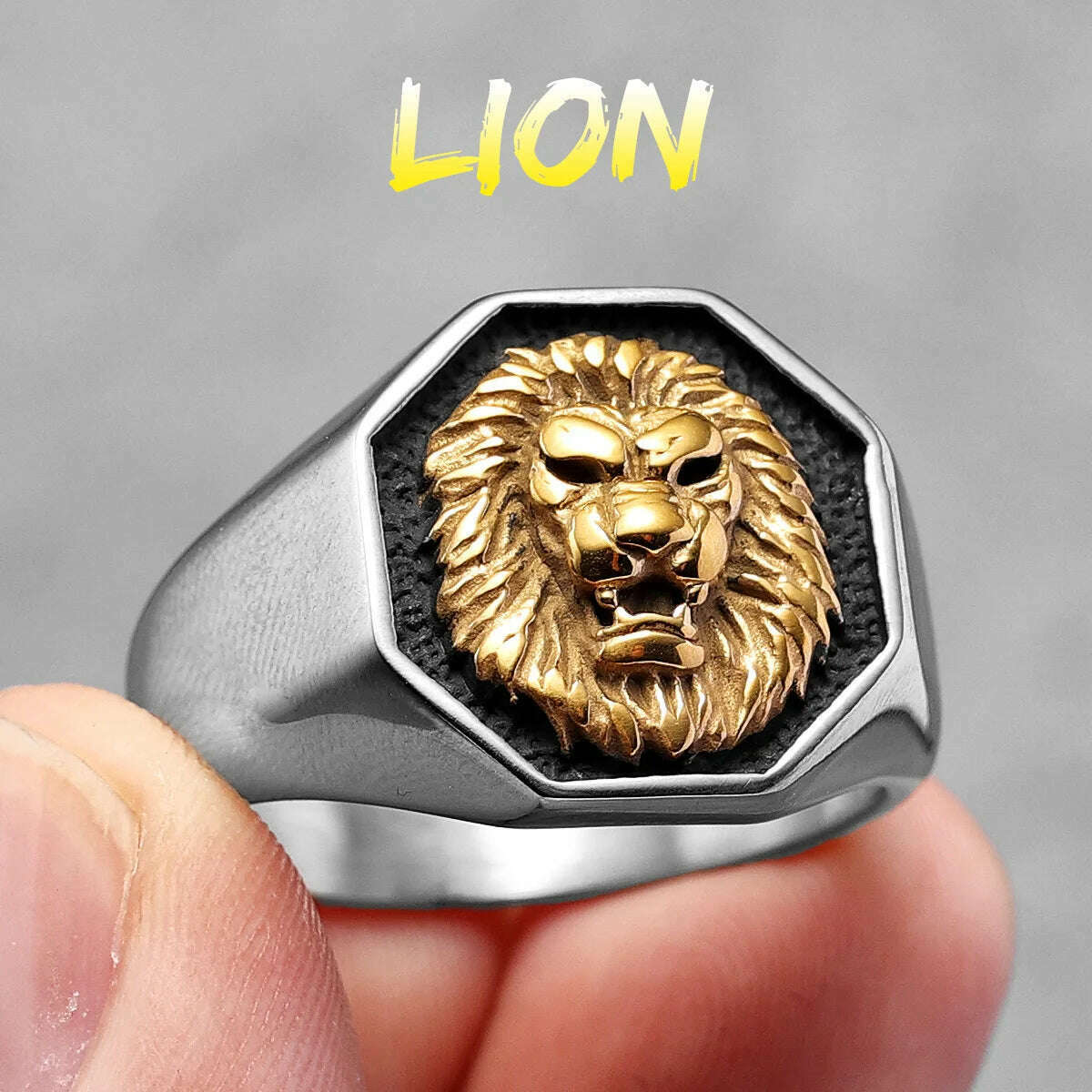 Lion King Animal Stainless Steel Mens Womens Rings Punk Trendy Unique for Couple Male Biker Jewelry Creativity Gift Wholesale - KIMLUD