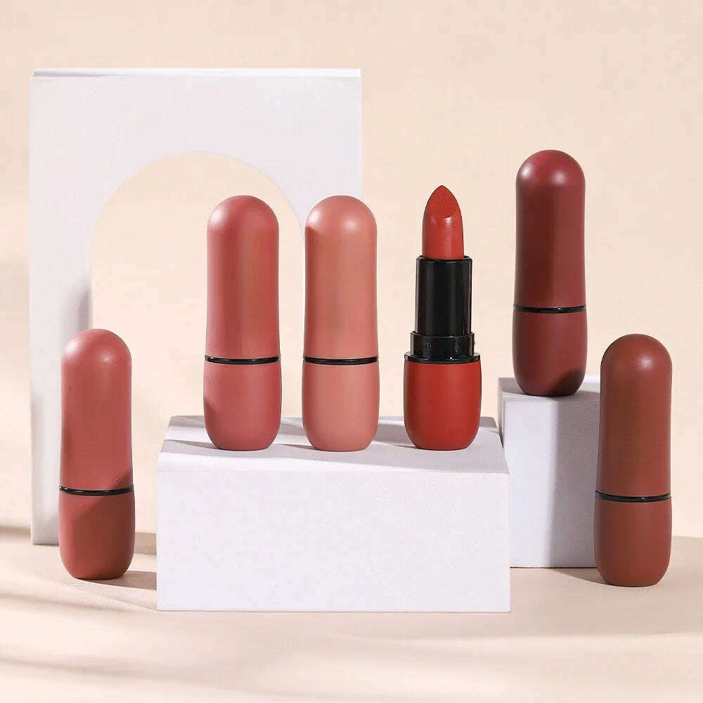 Lip Glaze 6 Colors Moisture Lipstick Waterproof Non-stick Cup Lipstick 1pcs Velvet Matte Lipstick Cosmetics Soft Fog Lip Gloss - KIMLUD