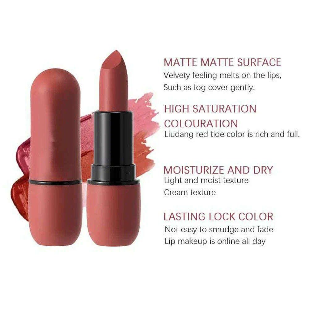 Lip Glaze 6 Colors Moisture Lipstick Waterproof Non-stick Cup Lipstick 1pcs Velvet Matte Lipstick Cosmetics Soft Fog Lip Gloss - KIMLUD