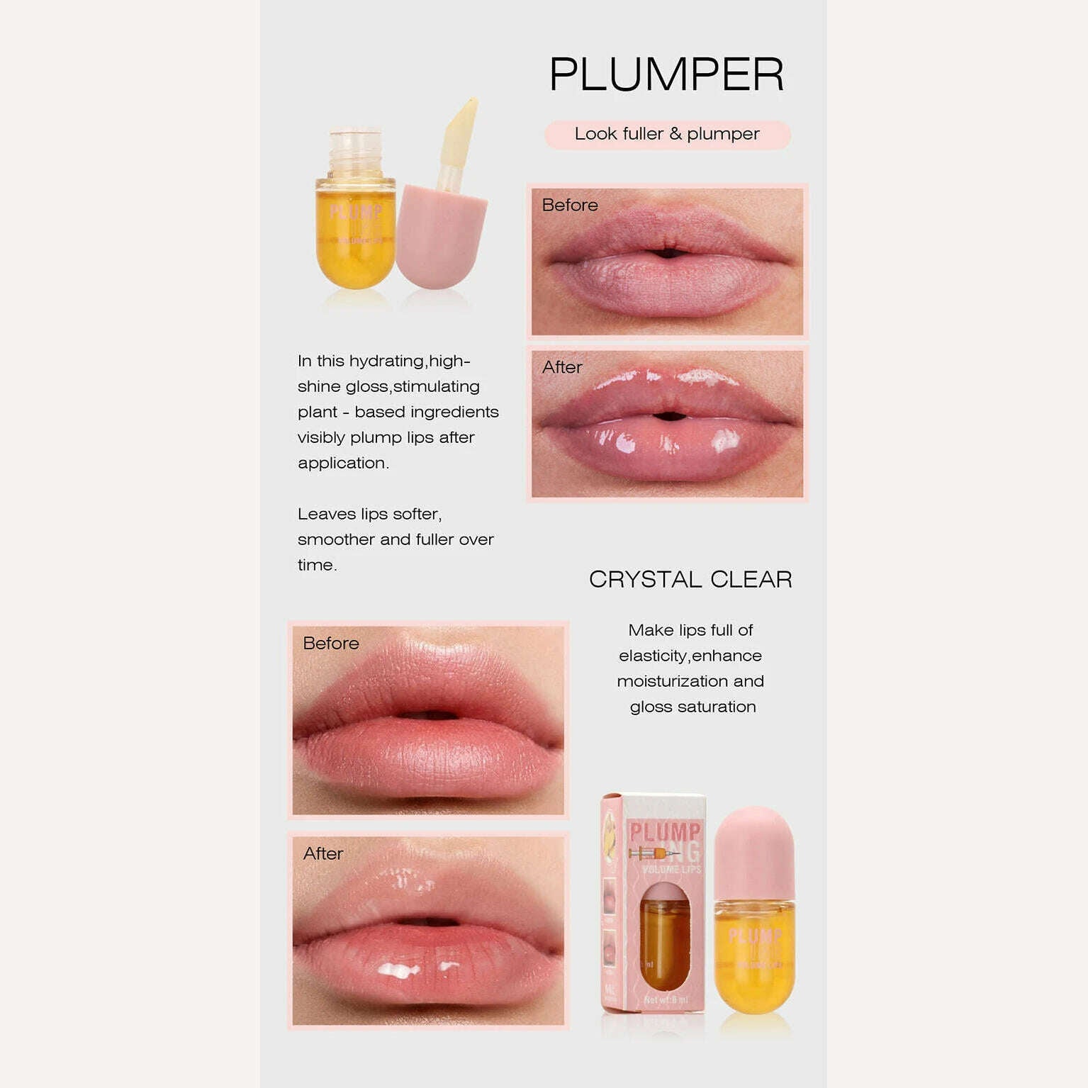 KIMLUD, Lip Plumper Oil Instant Volumising Enhancer Long Lasting Lip Serum Collagen Lips Volume Increases Lipgloss Sexy Cosmetic 2024, KIMLUD Womens Clothes