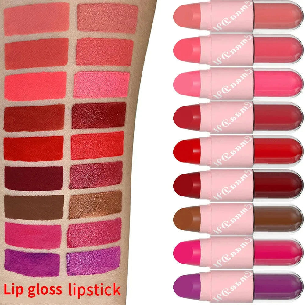 Lipstick - 2 In 1 Matte Lipstick - Double-Ended - Assorted Colors | KIMLUD