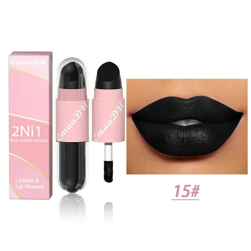 Lipstick - 2 In 1 Matte Lipstick - Double-Ended - Assorted Colors | KIMLUD