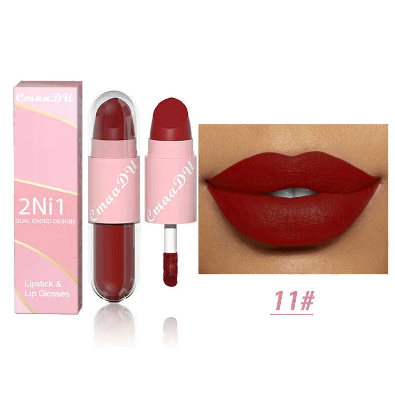 Lipstick - 2 In 1 Matte Lipstick - Double-Ended - Assorted Colors | KIMLUD