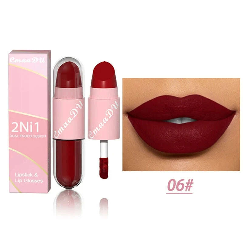Lipstick - 2 In 1 Matte Lipstick - Double-Ended - Assorted Colors | KIMLUD