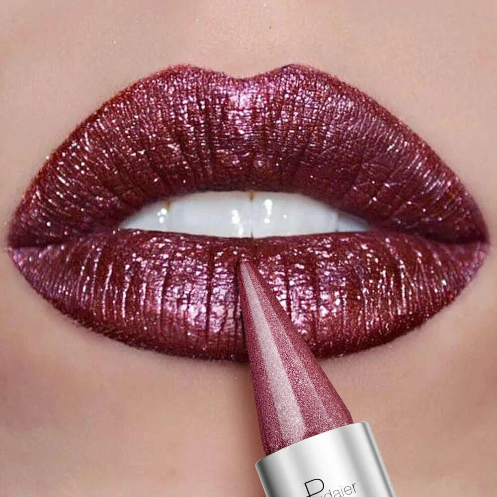 Lipstick - Waterproof Long-Lasting - Metallic Texture - Purple | KIMLUD