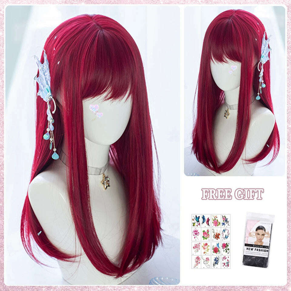 KIMLUD, LM Long Natural Wavy Platinum Blonde Pink Wigs with Bangs Cosplay Party Lolita Synthetic Wigs for Women Heat Resistant Fiber, T1B/33/27, KIMLUD APPAREL - Womens Clothes