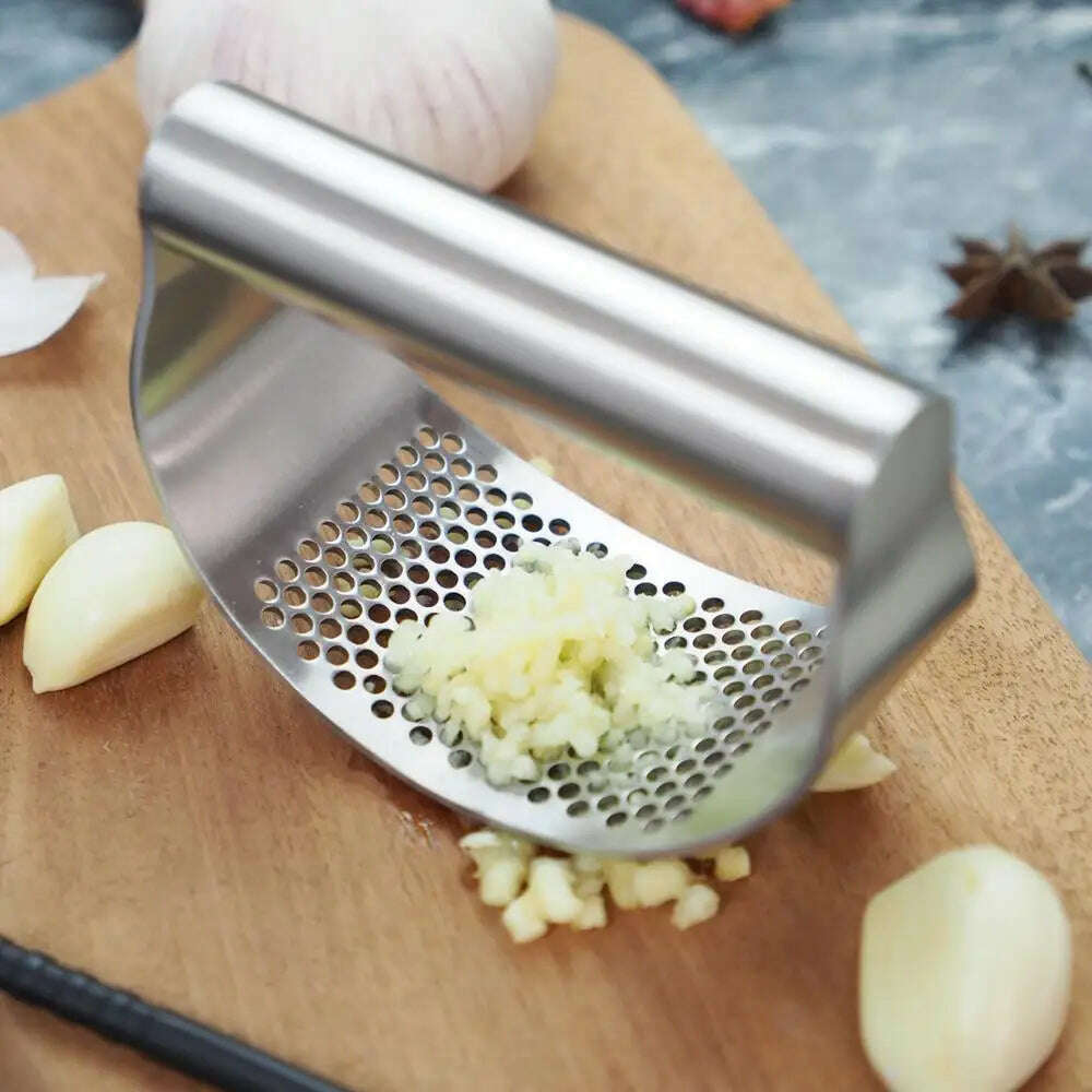 LMETJMA Garlic Press Rocker Stainless Steel Garlic Crusher Garlic Mincer Presses Ginger Press Squeezer Kitchen Gadgets KC0322 - KIMLUD