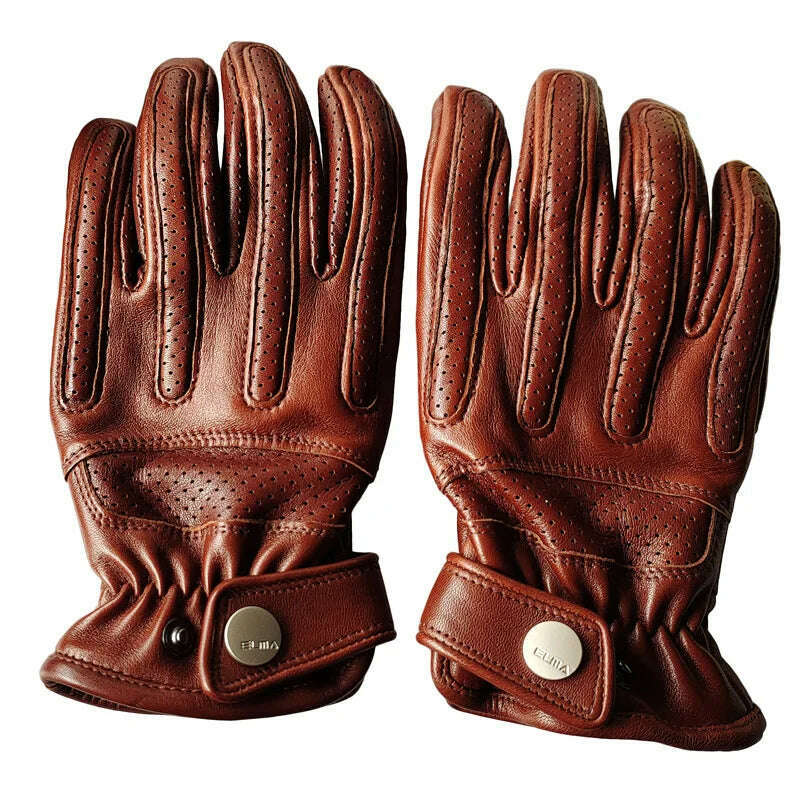 KIMLUD, Locomotive Lambskin Gloves For Men European and American Retro Brown Male Protective Gear Professional Riding Leather Mittens, retro brown / M palm 19 21 cm, KIMLUD Womens Clothes