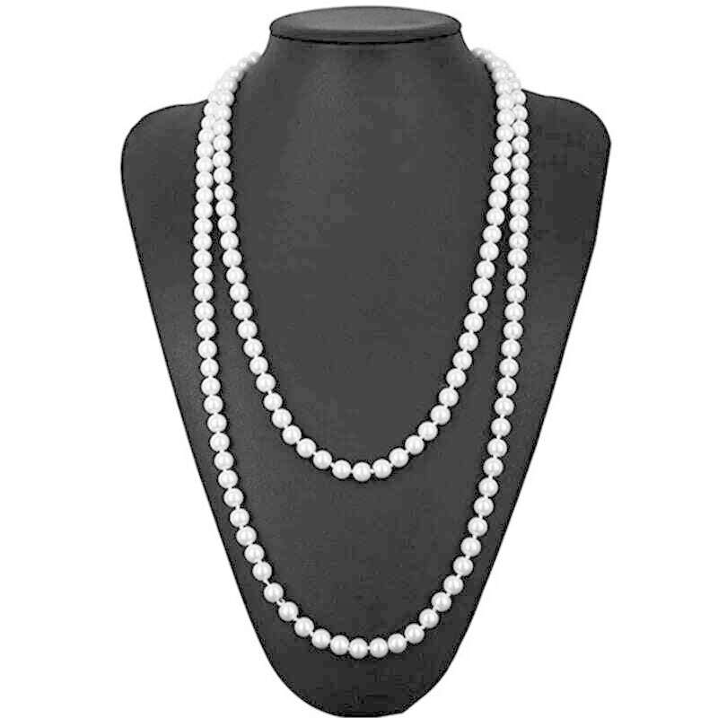 Long Cream Glass Necklace For Women Imitation Pearl Party Jewelry Fashion Accessories Multi-layer Sweater Beads Chain 2022225 - KIMLUD