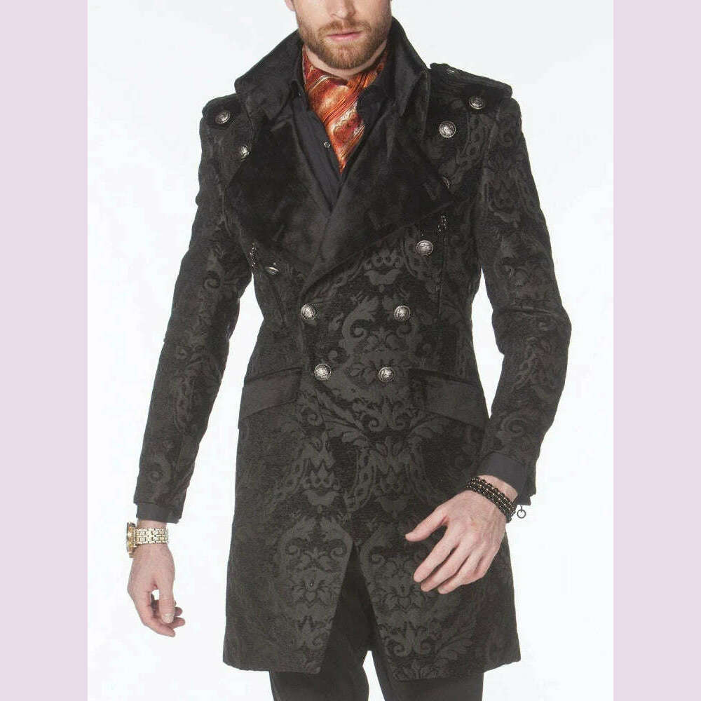 KIMLUD, Long Floral Suit Jacket for Men Notch Lapel Double Breasted Jacquard Male Blazer One Piece Fashion Coat 2025 Custom Made, Color 04 / 5XL (EU60 or US50), KIMLUD APPAREL - Womens Clothes