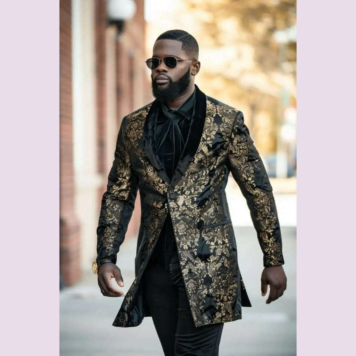 KIMLUD, Long Floral Suit Jacket for Men Notch Lapel Double Breasted Jacquard Male Blazer One Piece Fashion Coat 2025 Custom Made, Color 06 / S (EU46 or US36), KIMLUD APPAREL - Womens Clothes