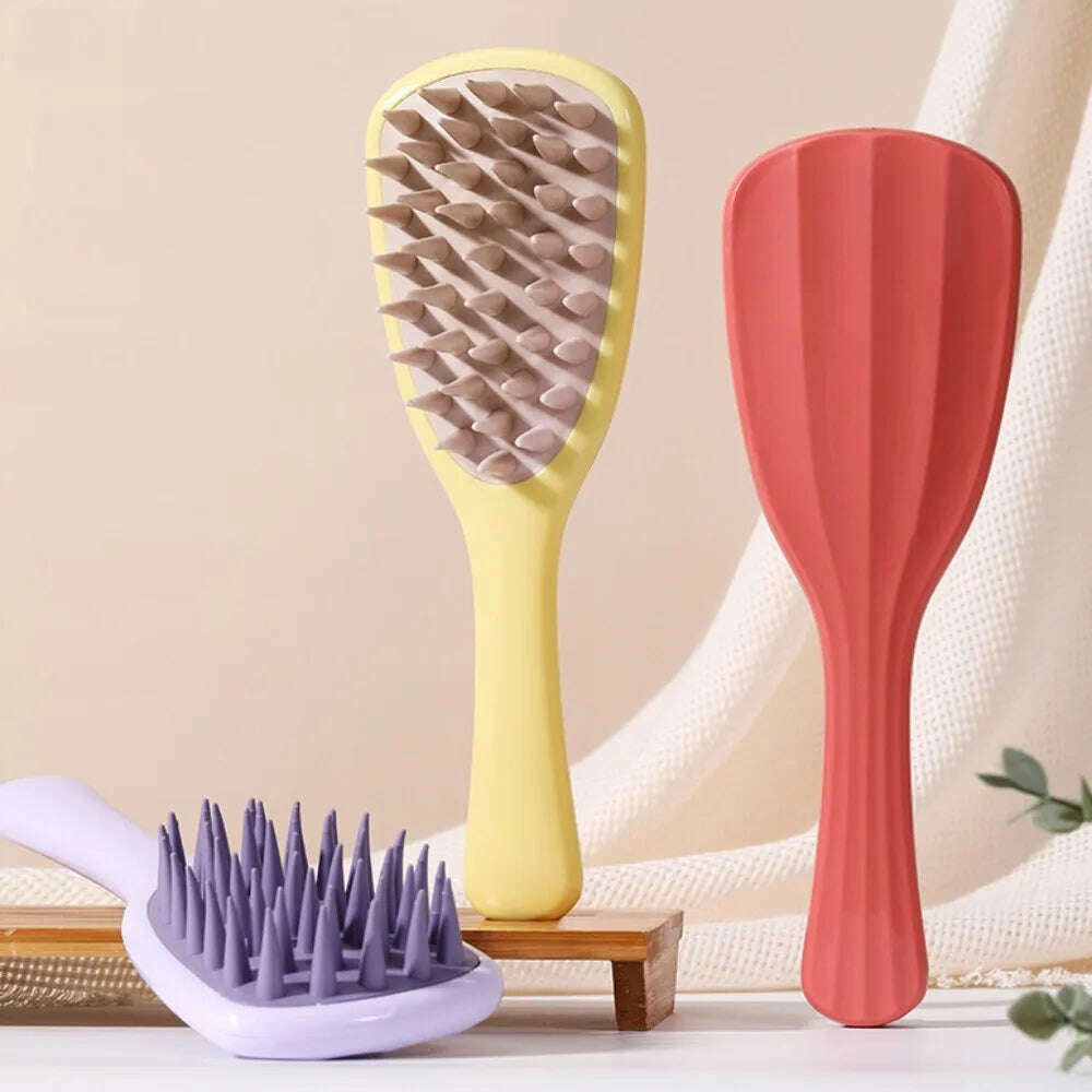 Long Handle Shampoo Brush Silicone Scalp Massage Comb Hair Washing Brush Head Massager Bath Brush Body Scrubber Hair Accessories - KIMLUD