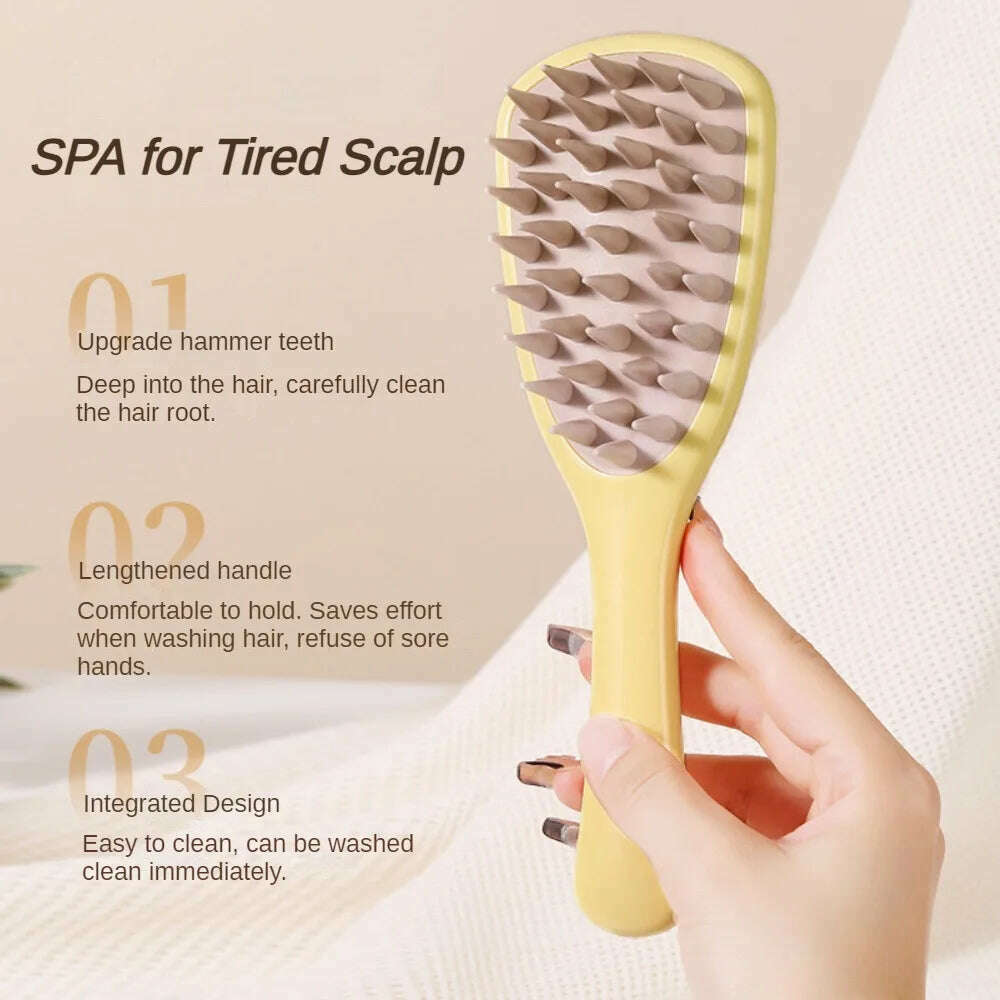 Long Handle Shampoo Brush Silicone Scalp Massage Comb Hair Washing Brush Head Massager Bath Brush Body Scrubber Hair Accessories - KIMLUD