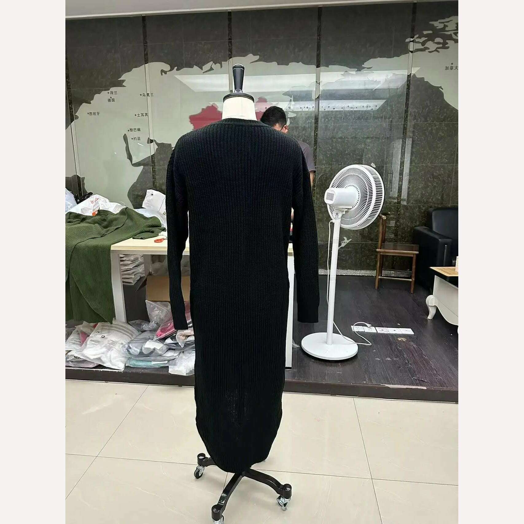 Long Knitted Sweater Women 2023 Gray Pullovers Autumn Winter Khaki Warm Fur Jumpers Maxi Y2k E-girl Jumper Work Sueter Mujer - KIMLUD