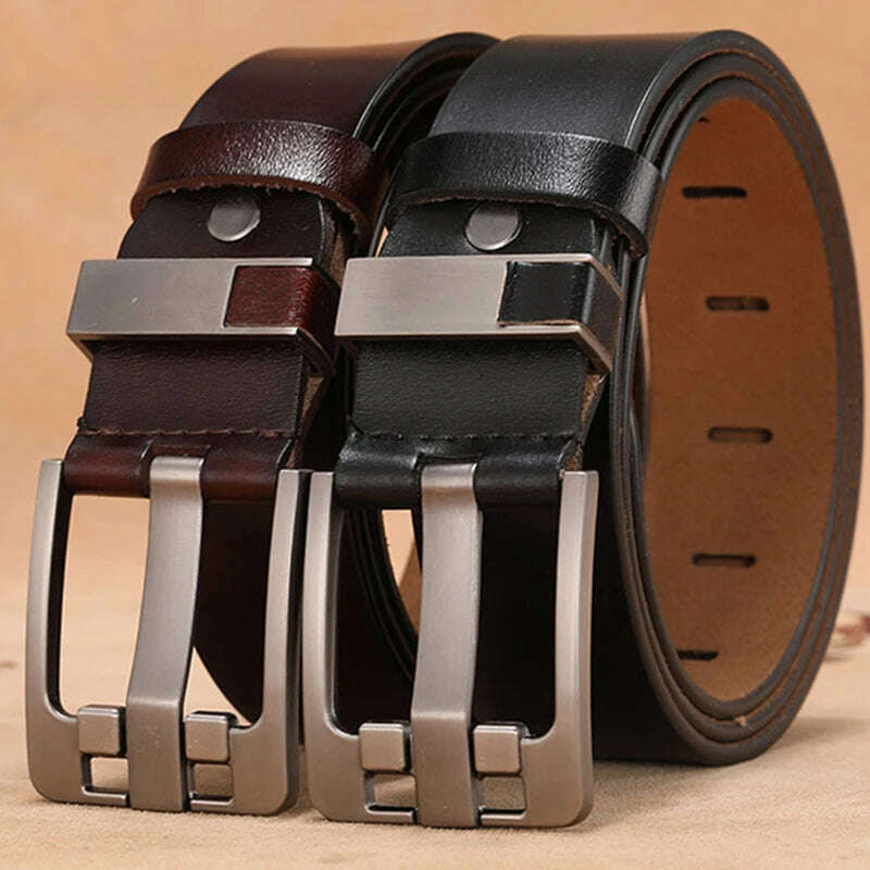 Long Large Plus Size 130 140 150 160cm Vintage Alloy Pin Buckle Men Belt High Quality Cow Genuine Leather Luxury Strap Male Belt - KIMLUD