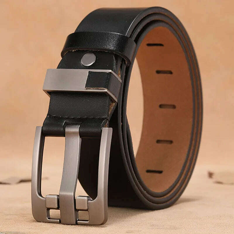 Long Large Plus Size 130 140 150 160cm Vintage Alloy Pin Buckle Men Belt High Quality Cow Genuine Leather Luxury Strap Male Belt - KIMLUD