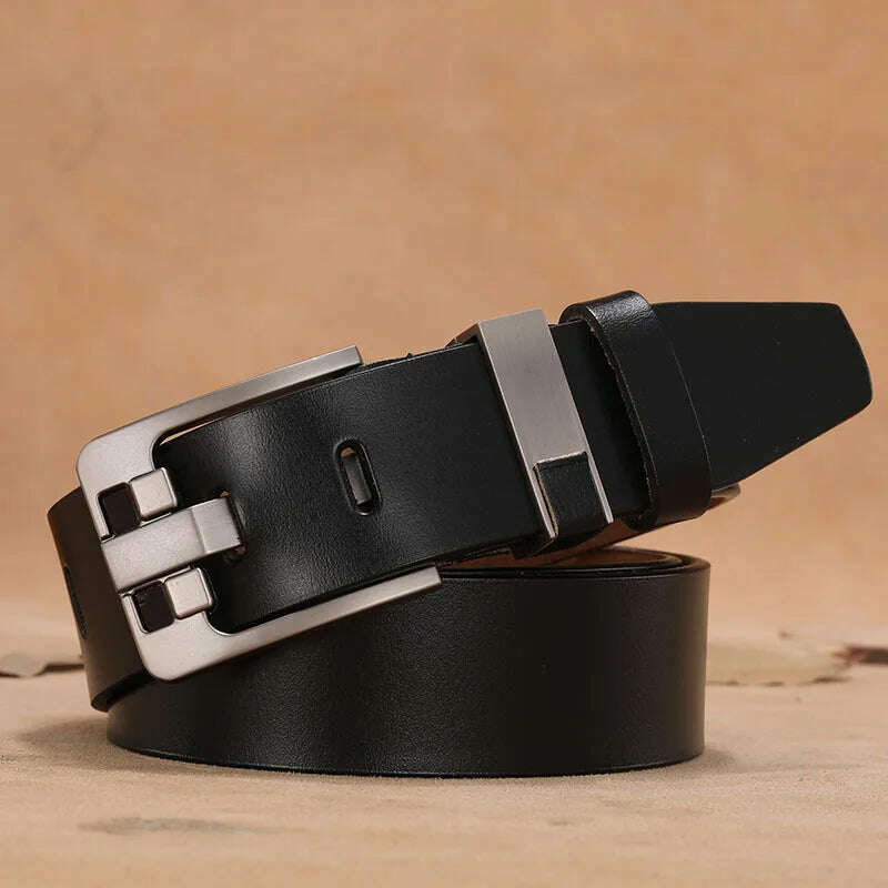 Long Large Plus Size 130 140 150 160cm Vintage Alloy Pin Buckle Men Belt High Quality Cow Genuine Leather Luxury Strap Male Belt - KIMLUD