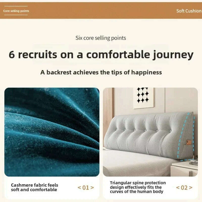 KIMLUD, Long Pillow Headboard Cushion Triangle Large Back Bed Soft Bag Pillow Can Be Disassembled Washed Bedroom Sofa Cojín Triangular, KIMLUD Womens Clothes