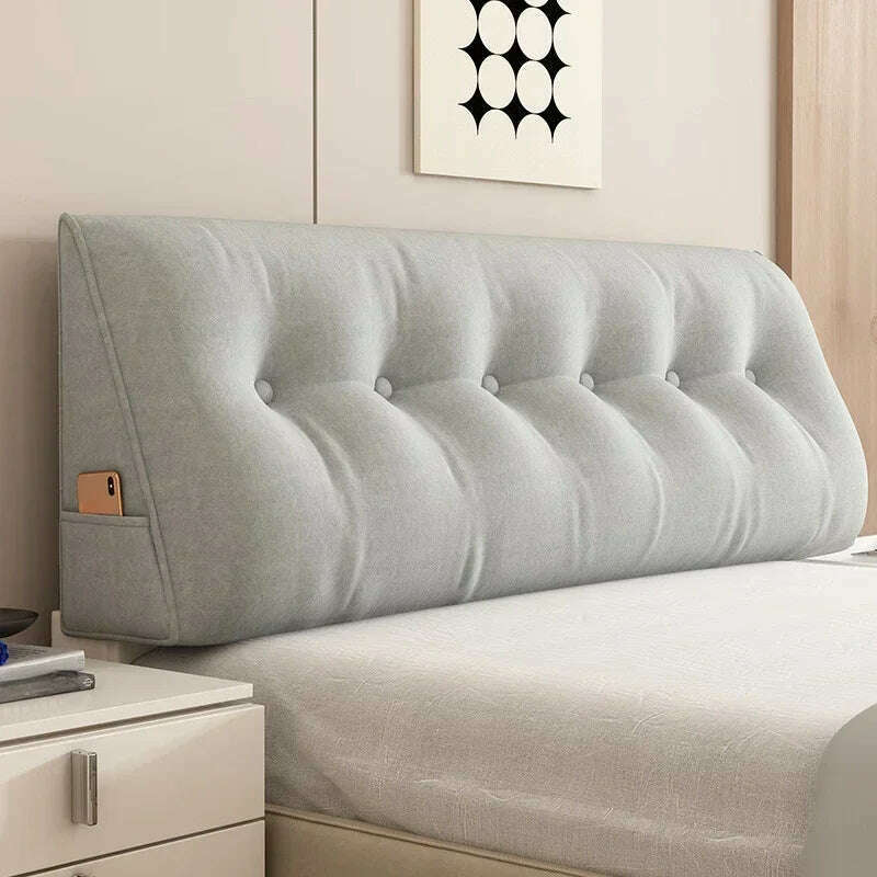 KIMLUD, Long Pillow Headboard Cushion Triangle Large Back Bed Soft Bag Pillow Can Be Disassembled Washed Bedroom Sofa Cojín Triangular, Light grey / 80x50x20cm, KIMLUD APPAREL - Womens Clothes