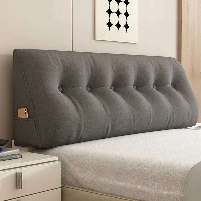 KIMLUD, Long Pillow Headboard Cushion Triangle Large Back Bed Soft Bag Pillow Can Be Disassembled Washed Bedroom Sofa Cojín Triangular, Gey / 80x50x20cm, KIMLUD APPAREL - Womens Clothes