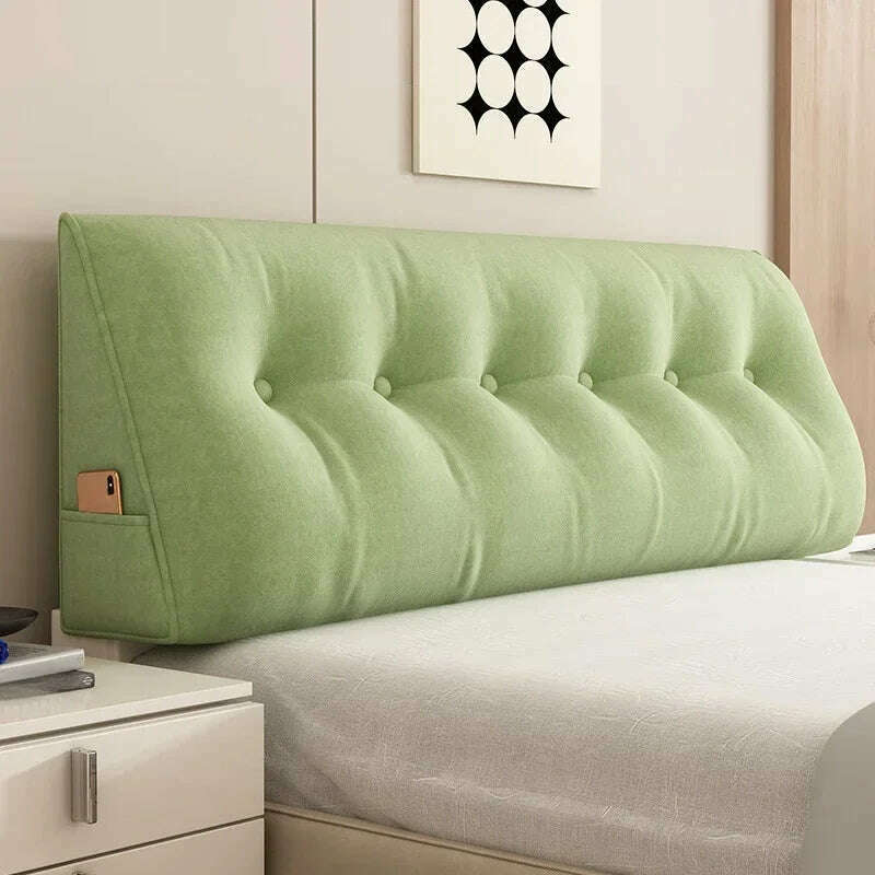KIMLUD, Long Pillow Headboard Cushion Triangle Large Back Bed Soft Bag Pillow Can Be Disassembled Washed Bedroom Sofa Cojín Triangular, Grass green / 100x50x20cm, KIMLUD APPAREL - Womens Clothes
