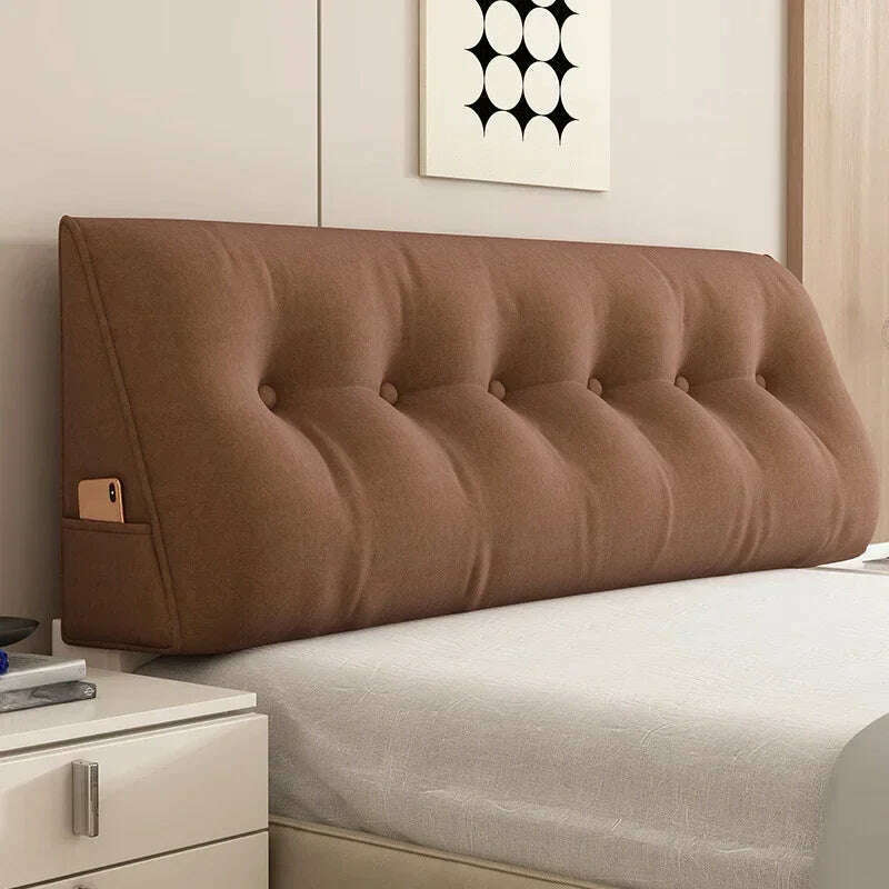 KIMLUD, Long Pillow Headboard Cushion Triangle Large Back Bed Soft Bag Pillow Can Be Disassembled Washed Bedroom Sofa Cojín Triangular, Coffee / 100x50x20cm, KIMLUD APPAREL - Womens Clothes