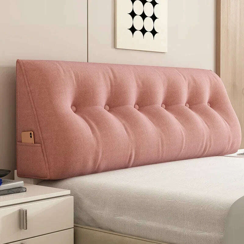 KIMLUD, Long Pillow Headboard Cushion Triangle Large Back Bed Soft Bag Pillow Can Be Disassembled Washed Bedroom Sofa Cojín Triangular, Pink / 60x50x20cm, KIMLUD APPAREL - Womens Clothes