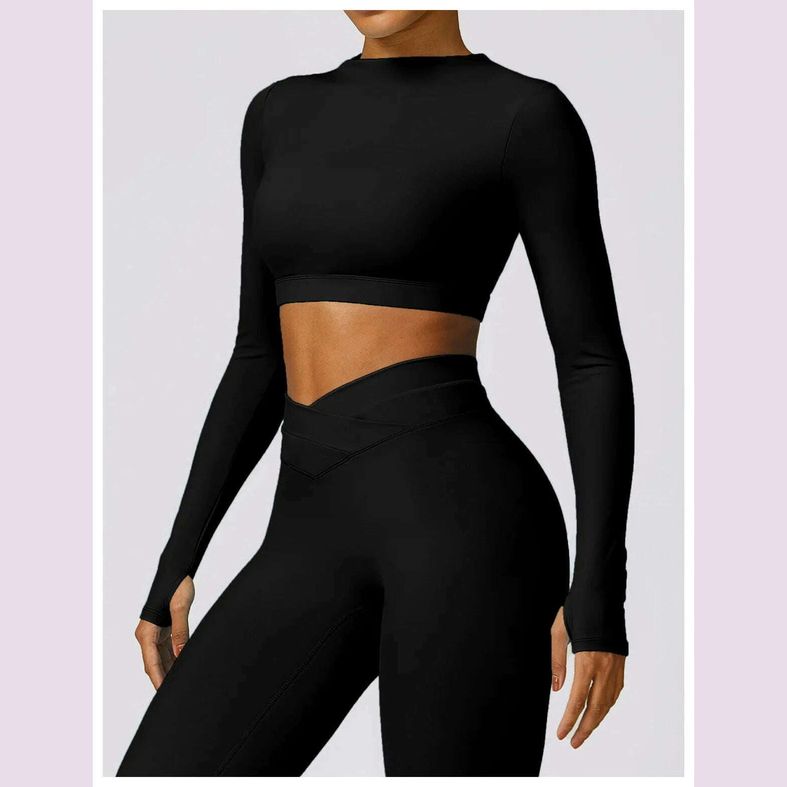 KIMLUD, Long Sleeve Solidcolor Лонгслив Женский Open Back Yoga Top Training Crop Top Fitness Gym Sports Top Workout Running T-Shirt, KIMLUD Womens Clothes