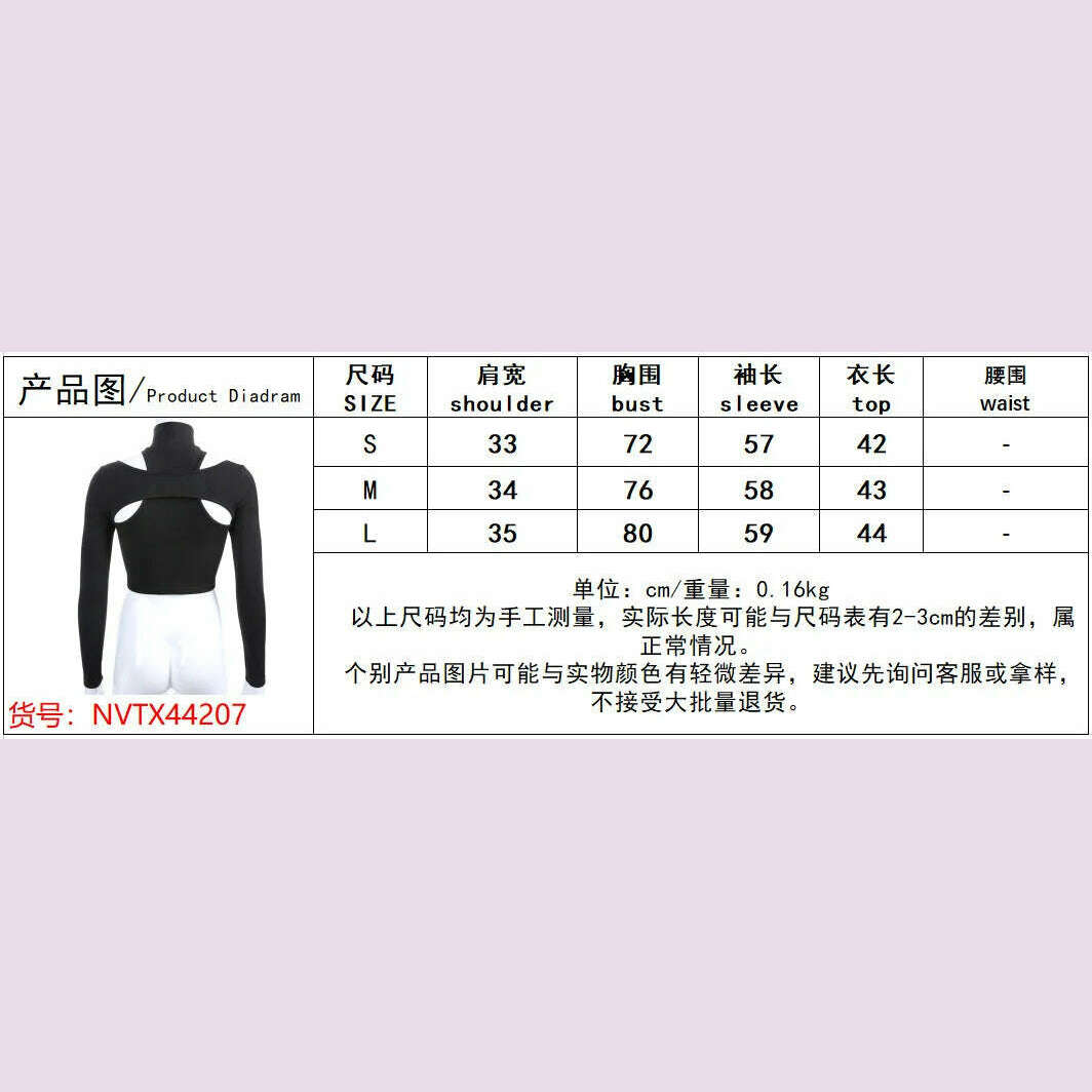 Long Sleeved Threaded Pullover Women Top T-shirt Sexy Top Autumn Spring Season Top Temperament Hollow Out Solid Half High Collar - KIMLUD