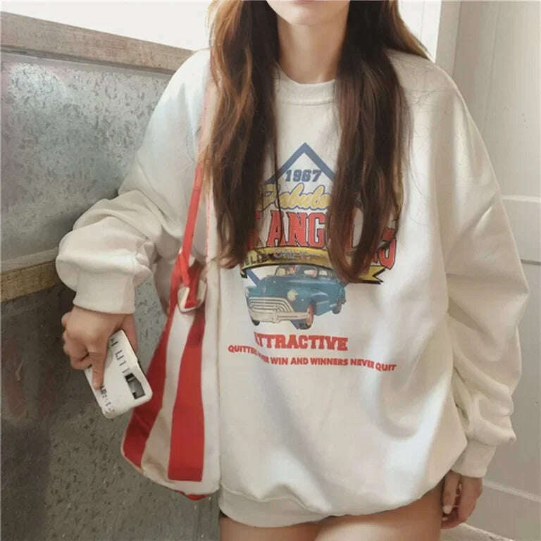 KIMLUD, Loose Casual Women Clothing Autumn Winter Coat Vintage Round Neck Long Sleeve Base Shirt Top Women Apparel, KIMLUD Womens Clothes