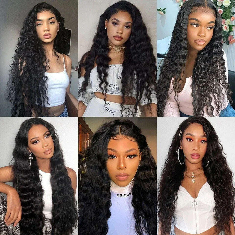 KIMLUD, Loose Deep Wave 13x4 Lace Front Human Hair Wig Brazilian Glueless Wigs For Women 4x4 Human Hair Lace Frontal Wig Pre Plucked , KIMLUD Womens Clothes