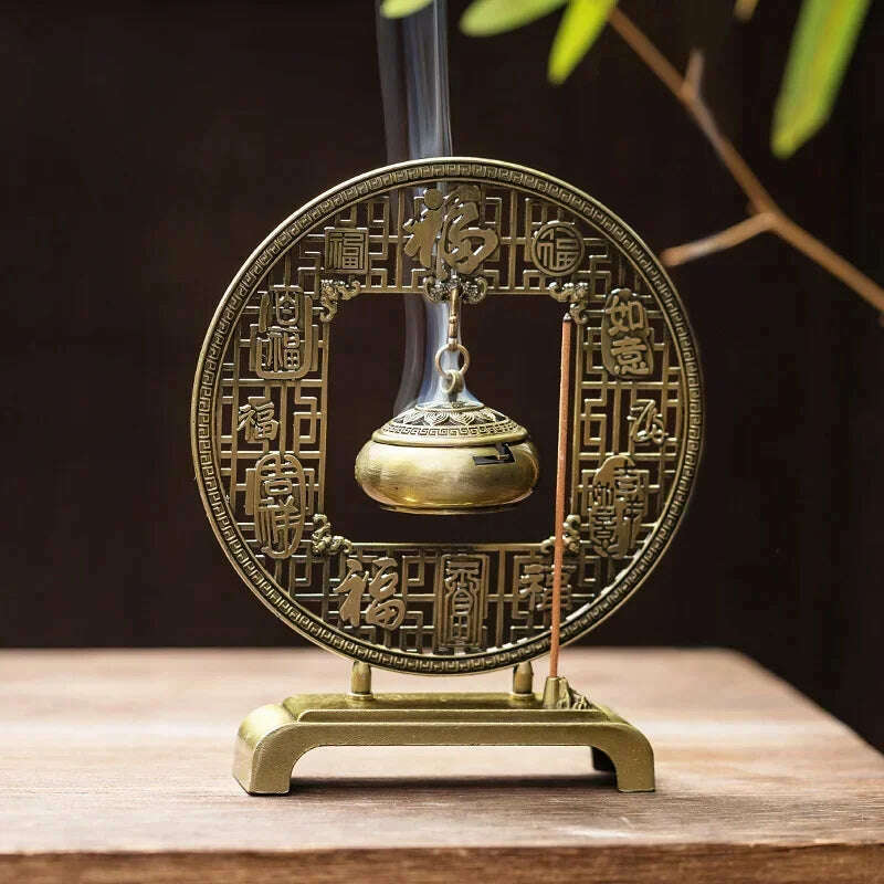 Lotus Flower Incense Burner Creative Retro Hollow Out Copper Coin Hanging Lotus Burners Blessing Nasturtium Holder Home Decor - KIMLUD