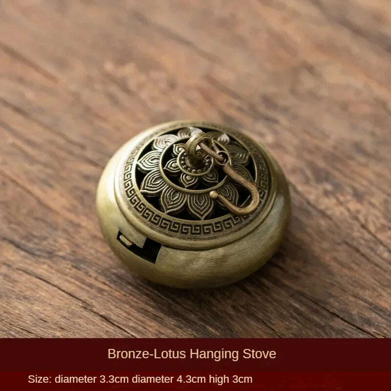 Lotus Flower Incense Burner Creative Retro Hollow Out Copper Coin Hanging Lotus Burners Blessing Nasturtium Holder Home Decor - KIMLUD