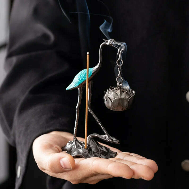 Lotus Flower Incense Burner Creative Retro Hollow Out Copper Coin Hanging Lotus Burners Blessing Nasturtium Holder Home Decor - KIMLUD