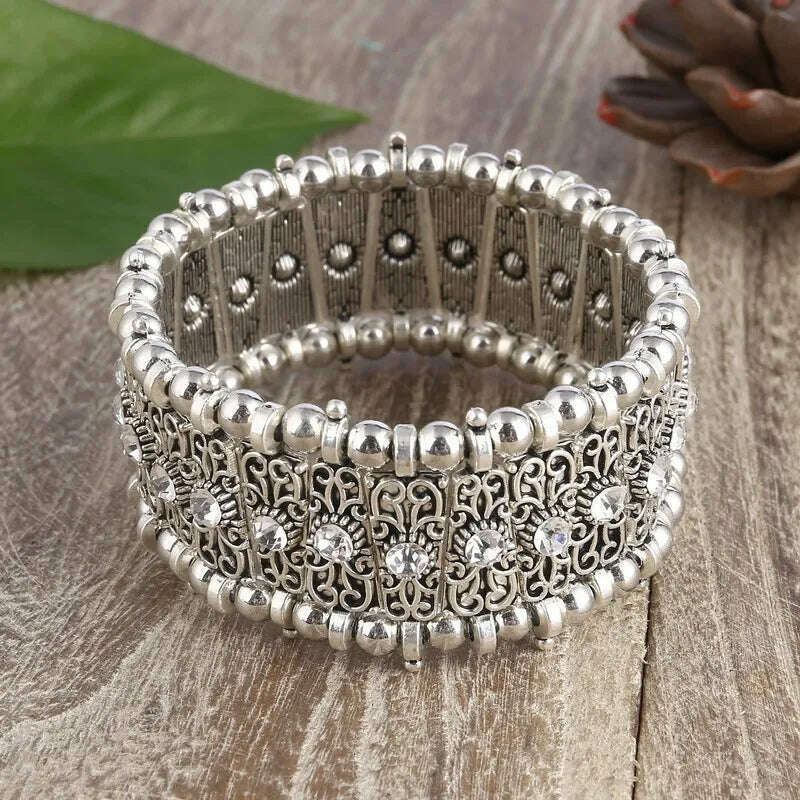 LOVBEAFAS Fashion Ethnic Bohemian Elastic Bracelets & Bangles For Women Crystal Vintage Beach Stretch Boho Bracelets - KIMLUD