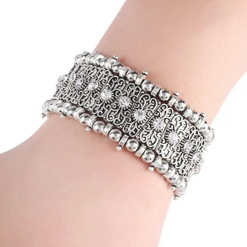 LOVBEAFAS Fashion Ethnic Bohemian Elastic Bracelets & Bangles For Women Crystal Vintage Beach Stretch Boho Bracelets - KIMLUD