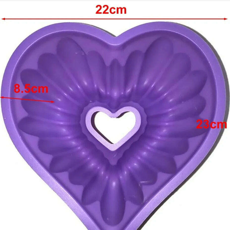 KIMLUD, Love Heart Shape Cake Mold Silicone Freezing and Baking Pastry Molds Mousse Bread Mould Bakeware DIY Non-Stick Cake Pan, L-random color, KIMLUD Womens Clothes