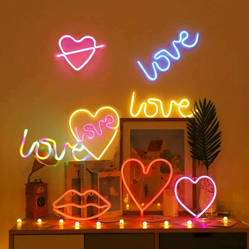 Love LED Neon Sign Light Glowing Valentine's Day Propose Festival Decoration Neon Lamp For Home Party Decor Adult Gift - KIMLUD