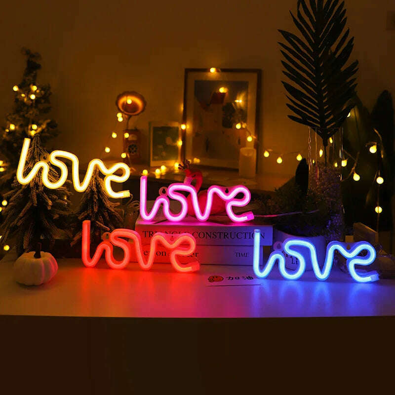 Love LED Neon Sign Light Glowing Valentine's Day Propose Festival Decoration Neon Lamp For Home Party Decor Adult Gift - KIMLUD