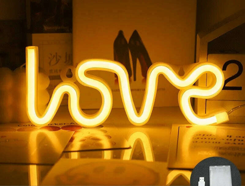 Love LED Neon Sign Light Glowing Valentine's Day Propose Festival Decoration Neon Lamp For Home Party Decor Adult Gift - KIMLUD