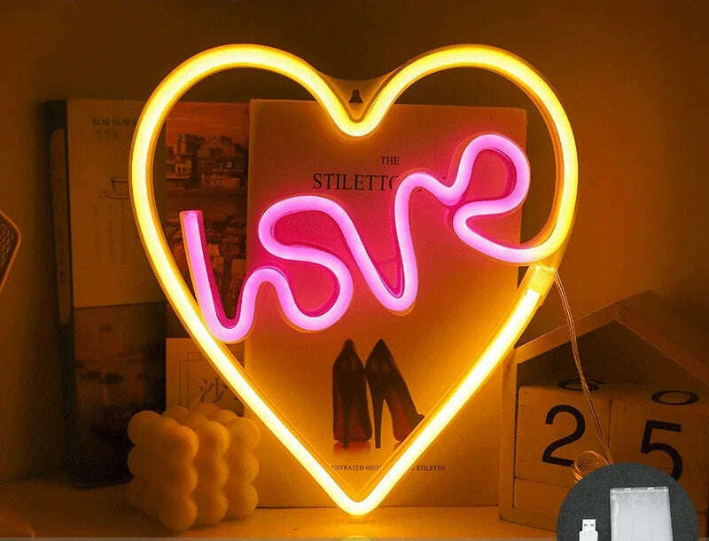 Love LED Neon Sign Light Glowing Valentine's Day Propose Festival Decoration Neon Lamp For Home Party Decor Adult Gift - KIMLUD