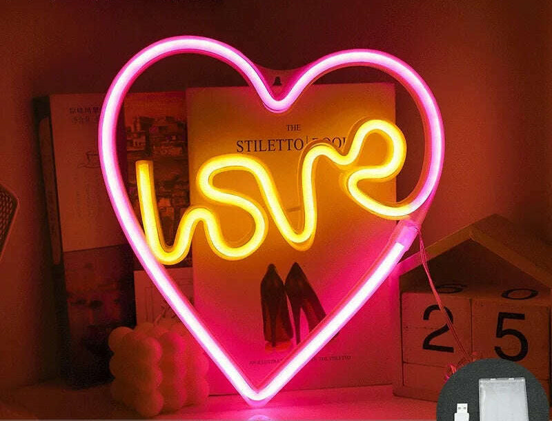 Love LED Neon Sign Light Glowing Valentine's Day Propose Festival Decoration Neon Lamp For Home Party Decor Adult Gift - KIMLUD