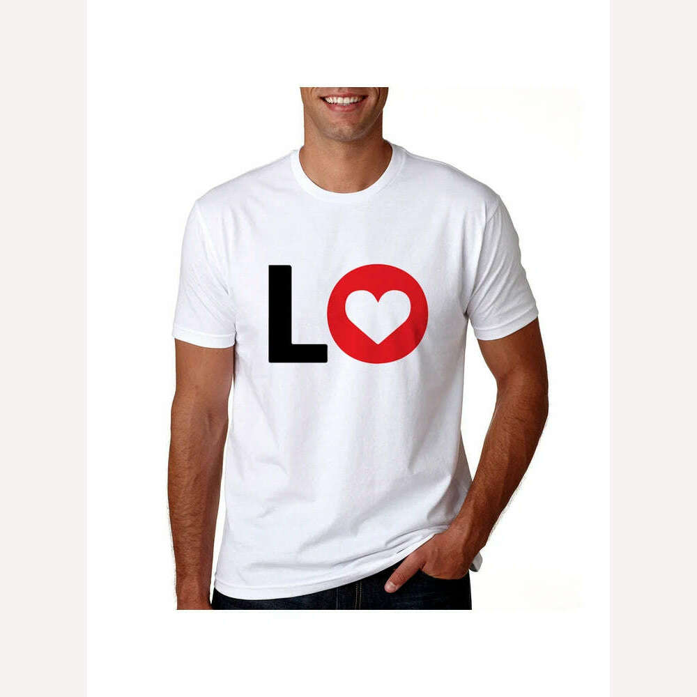 KIMLUD, Lovers Summer Love Letter Print T Shirts Cotton Women T Shirts Heart Love Printing Cool Men Short Sleeve Couple Clothing, MV73-MSTWH- / S, KIMLUD APPAREL - Womens Clothes